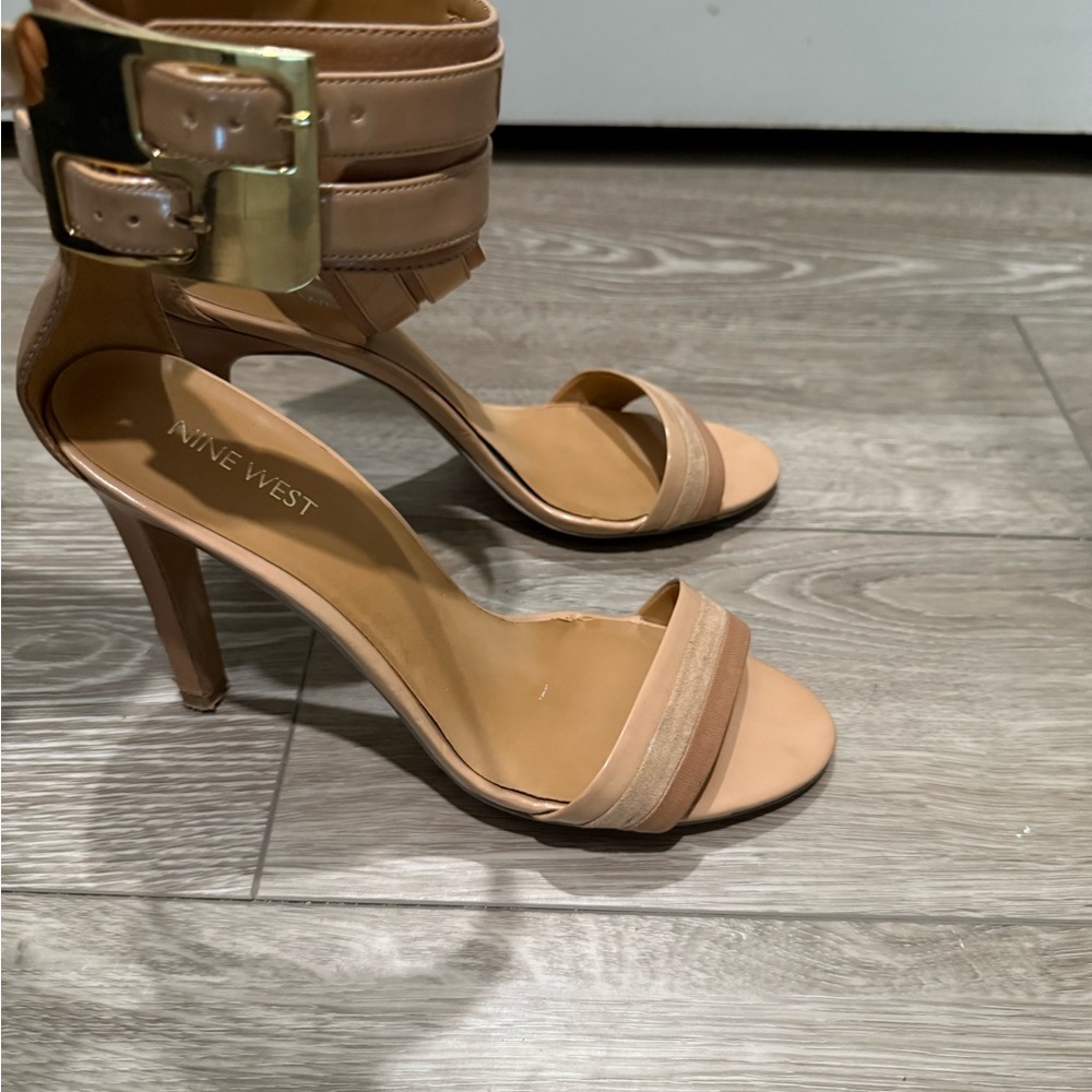 Nine West Nude Ankle Strap Heels